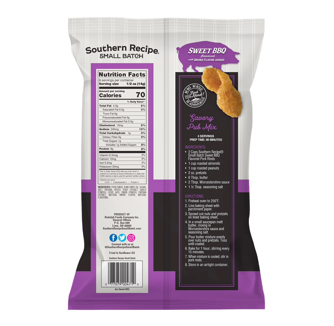 Sweet BBQ Pork Rinds back bag