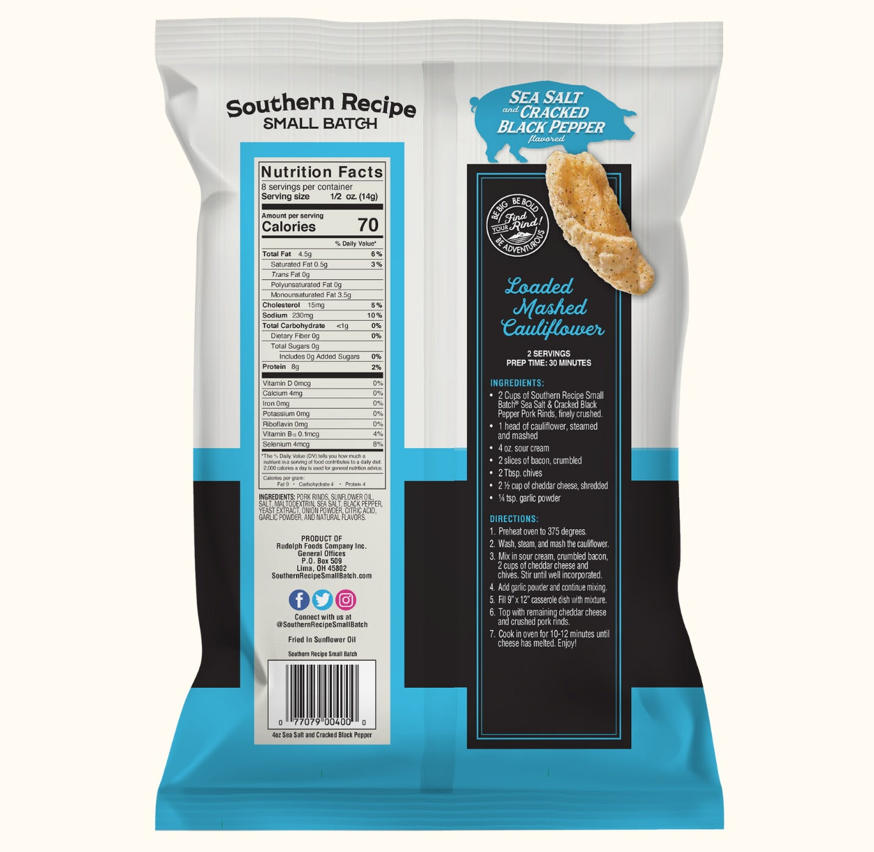 Sea Salt and Cracked Black Pepper Back of Bag