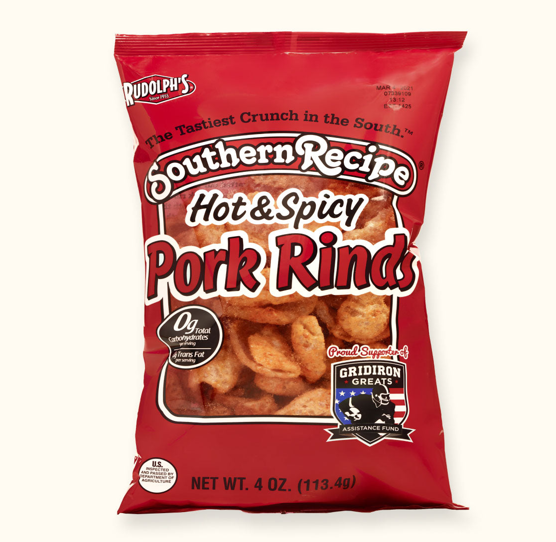 Pohro Rind Hot & Spicy Pork Rinds | Southern Recipe - PorkRinds.com